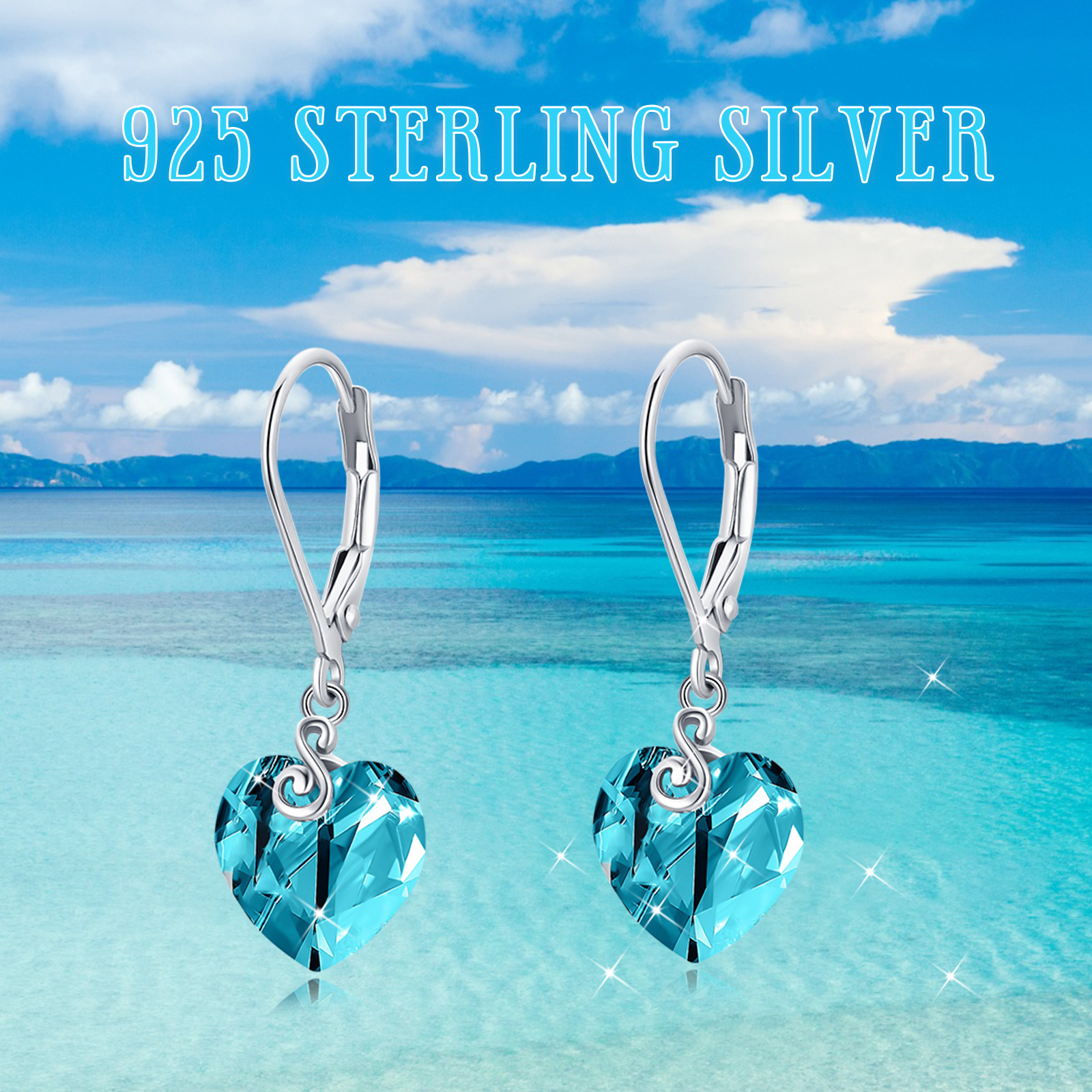 925 Sterling Silver Birthstone Dangle Lever Back Earrings